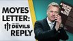 Moyes Letter To Manchester United Fans: Devils Reply!