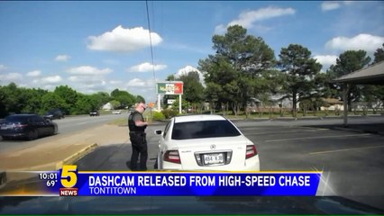 Dashcam Video Shows Car Going Into Pond During Police Chase