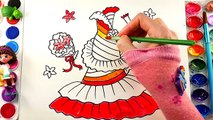 BARBIE Dress Coloring Rainbow Coloring Book Pages Video for Kids to Learn How to Draw and Color