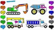 Learn Colors with Construction Truck and Car Coloring Book Pages, Fun Coloring Video for Kids