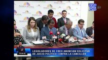 Legisladores de CREO solicitarán juicio político a canciller