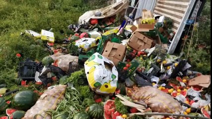 Samsun'da Meyve Sebze Yüklü Kamyonet Şarampole Yuvarlandı 2 Yaralı