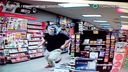 강도, 플라스틱 봉지 둘러쓰고 가게 침입