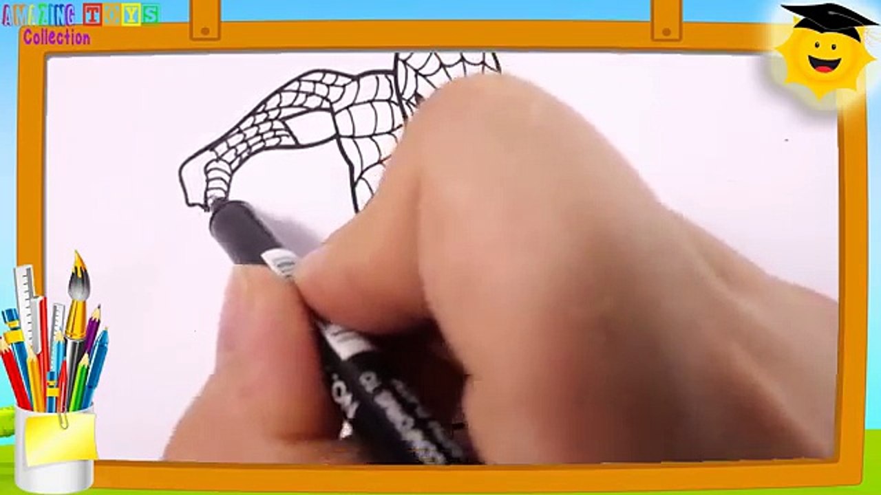 Como Dibujar y Colorear Spiderman de Arco Iris - Videos Para Niños