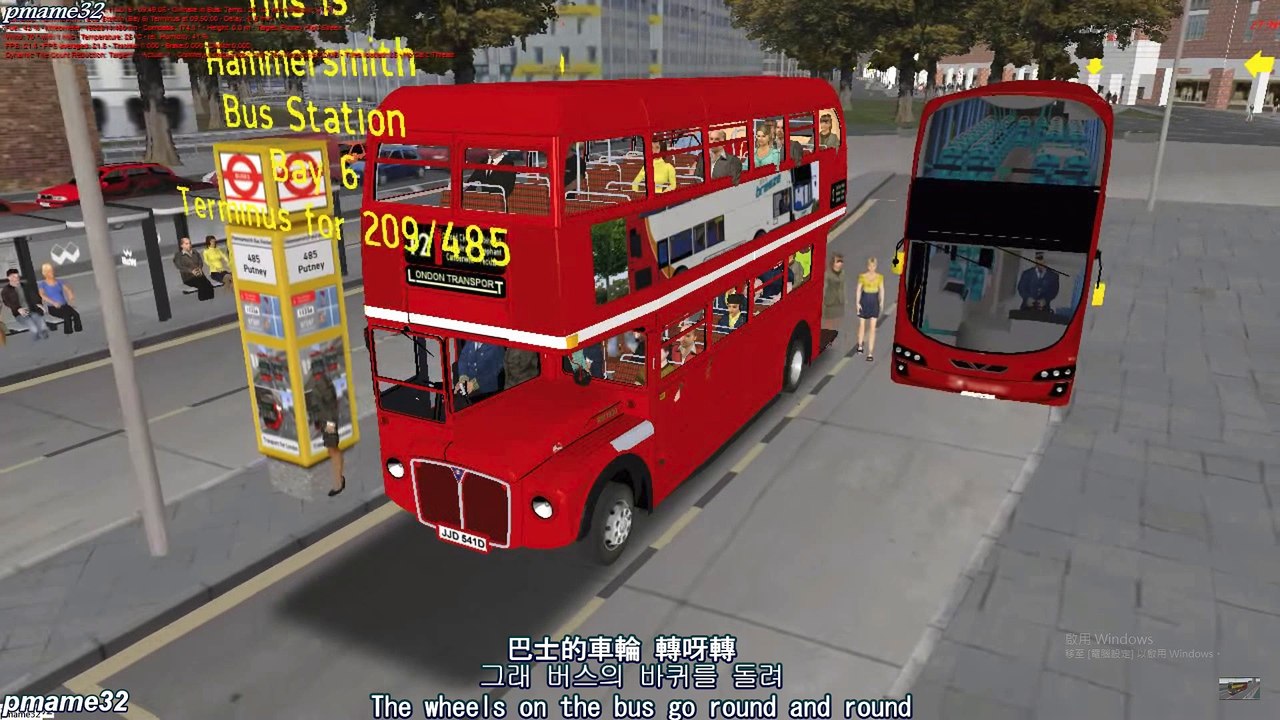 Nursery Rhymes (25) Wheels On The Bus  (UK London Buses) 英國 巴士 童謠 兒歌 巴士的車輪 中,英文字幕 동요 倫敦巴士