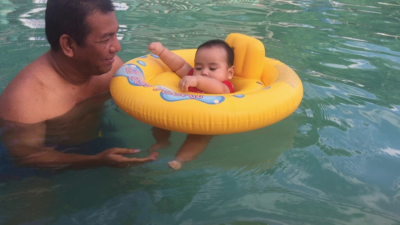 Lucas first Swim