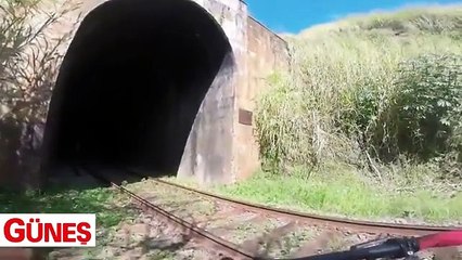 Girdiği tünelde trenle burun buruna geldi