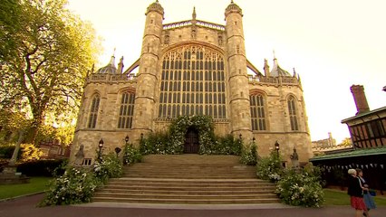 Flowers adorn outside and inside of St George's Chapel