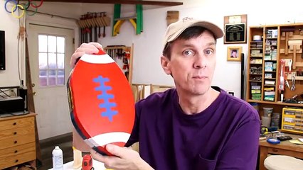 Two-team football-themed party snack tray. Limited tools project.