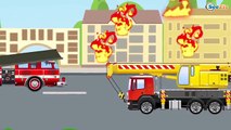 Dessins animés pour bébés. Camion de pompiers, Camion, Voiture de police