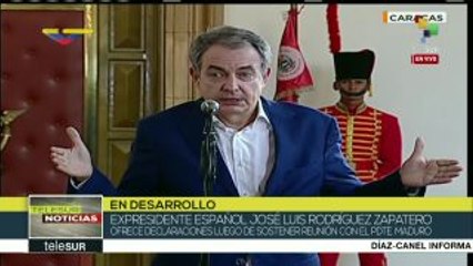 Zapatero: Quien quiera paz en Venezuela debe estar a favor del diálogo