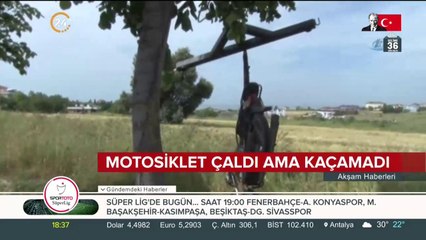 Motosiklet çaldı ama kaçamadı