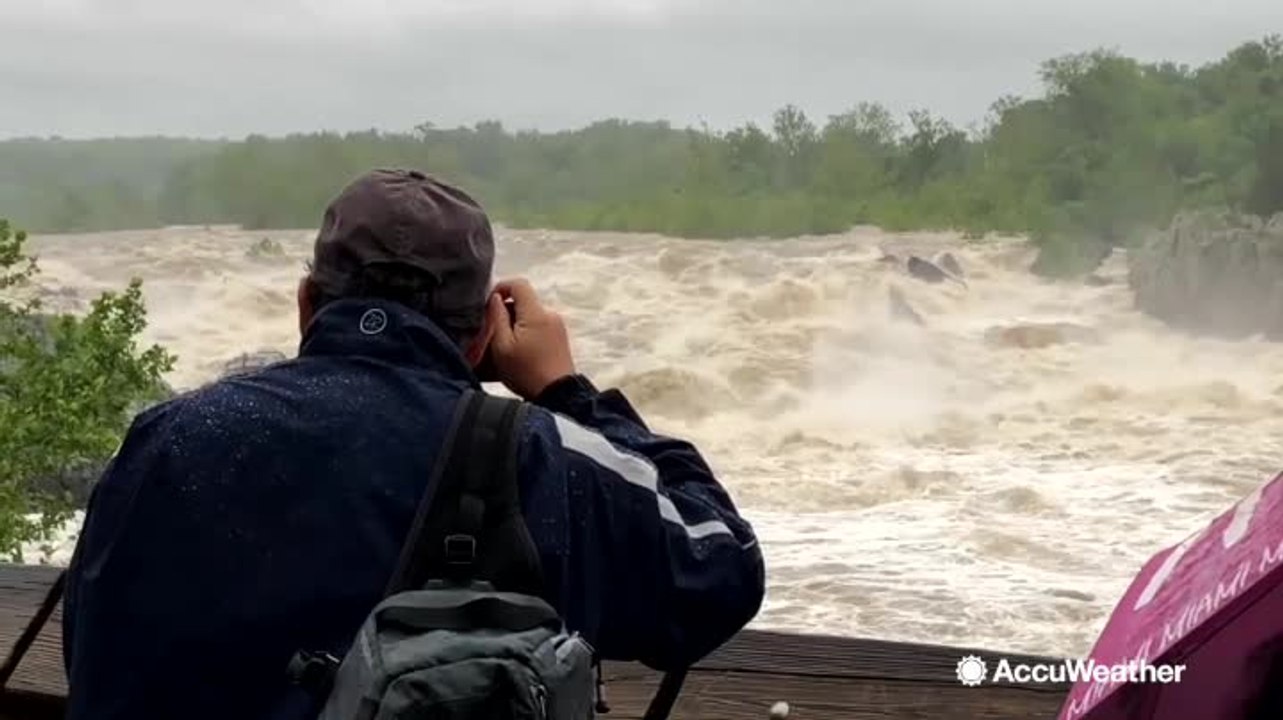 Record rainfall leads to rapid waters along swollen Potomac River