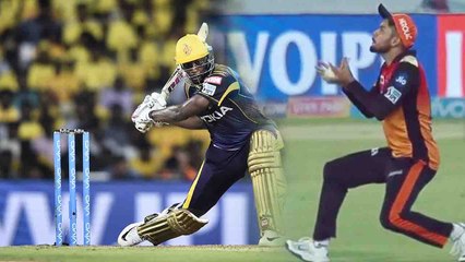 IPL 2018 : Manish Pandey takes a sky high catch to dismiss Andre Russell | वनइंडिया हिंदी