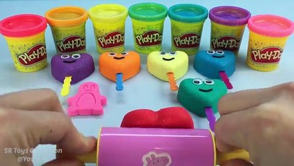 Play Doh Sparkle Lollipops Smiley Hearts with Penguins Molds
