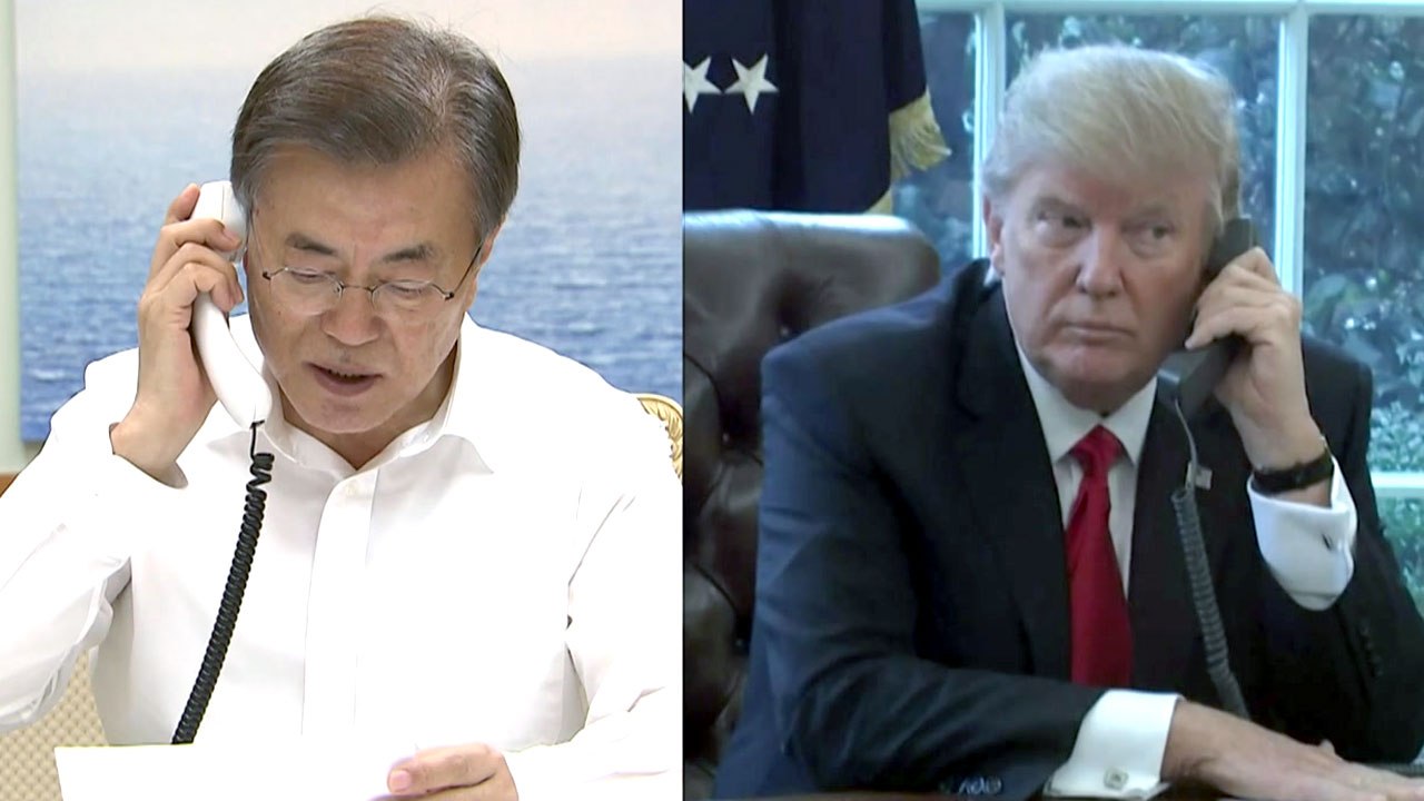 문 대통령, 트럼프 美 대통령과 통화..."최근 북한이 보이는 여러 반응 의견 교환"...