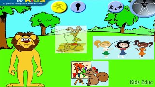 Exercises for different parts of the body, Jumping, Stretching, Aerobics, Funny Game for Kids