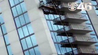 Close Call: Window Washers Safe After Scaffolding Collapses & Explodes Outside Of A Building In Atlanta!