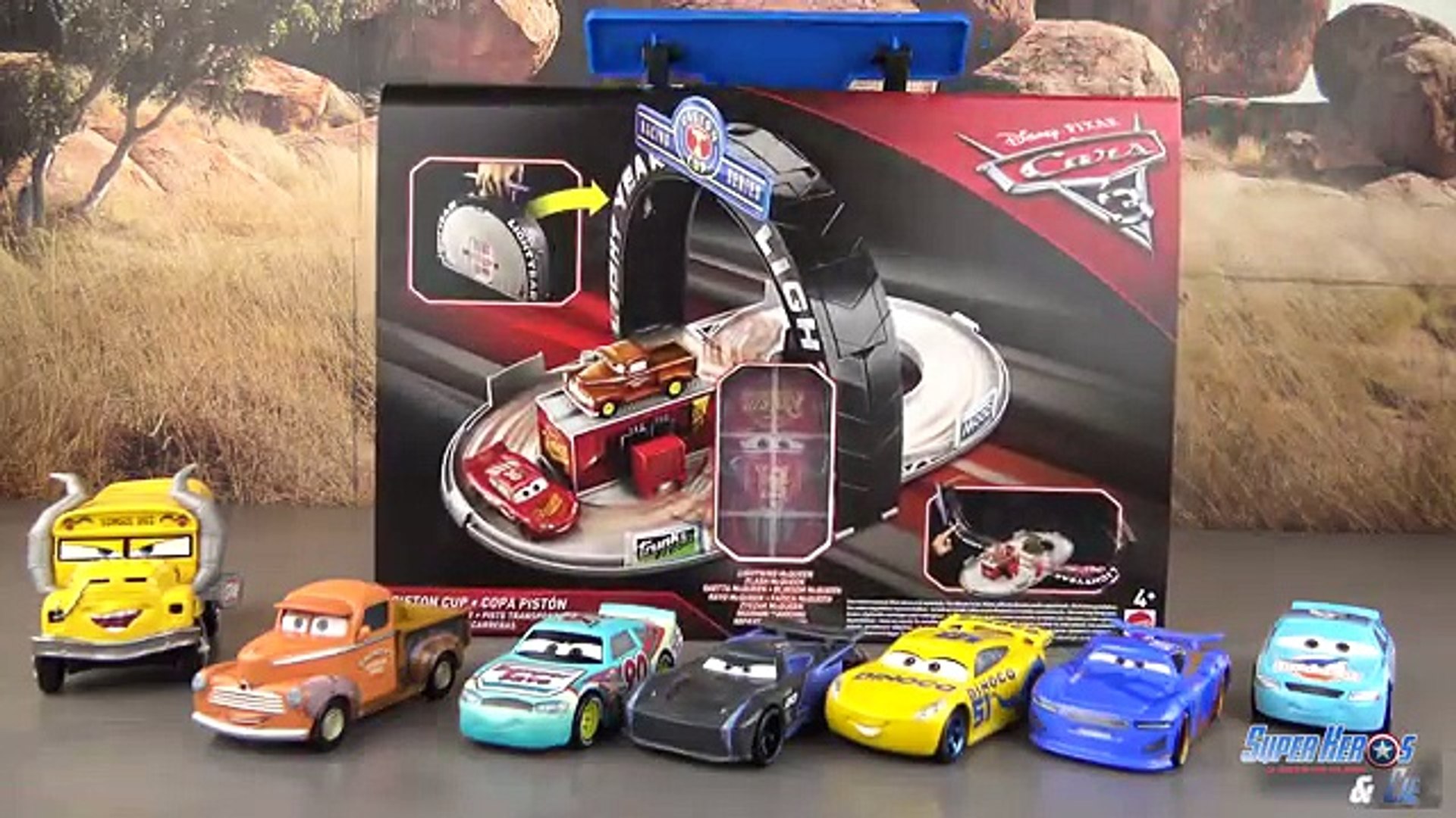 Disney Cars 3 Piston Cup Portable Piste Flash McQueen Smokey Storm Ramirez  Jouet Toy Review - video Dailymotion
