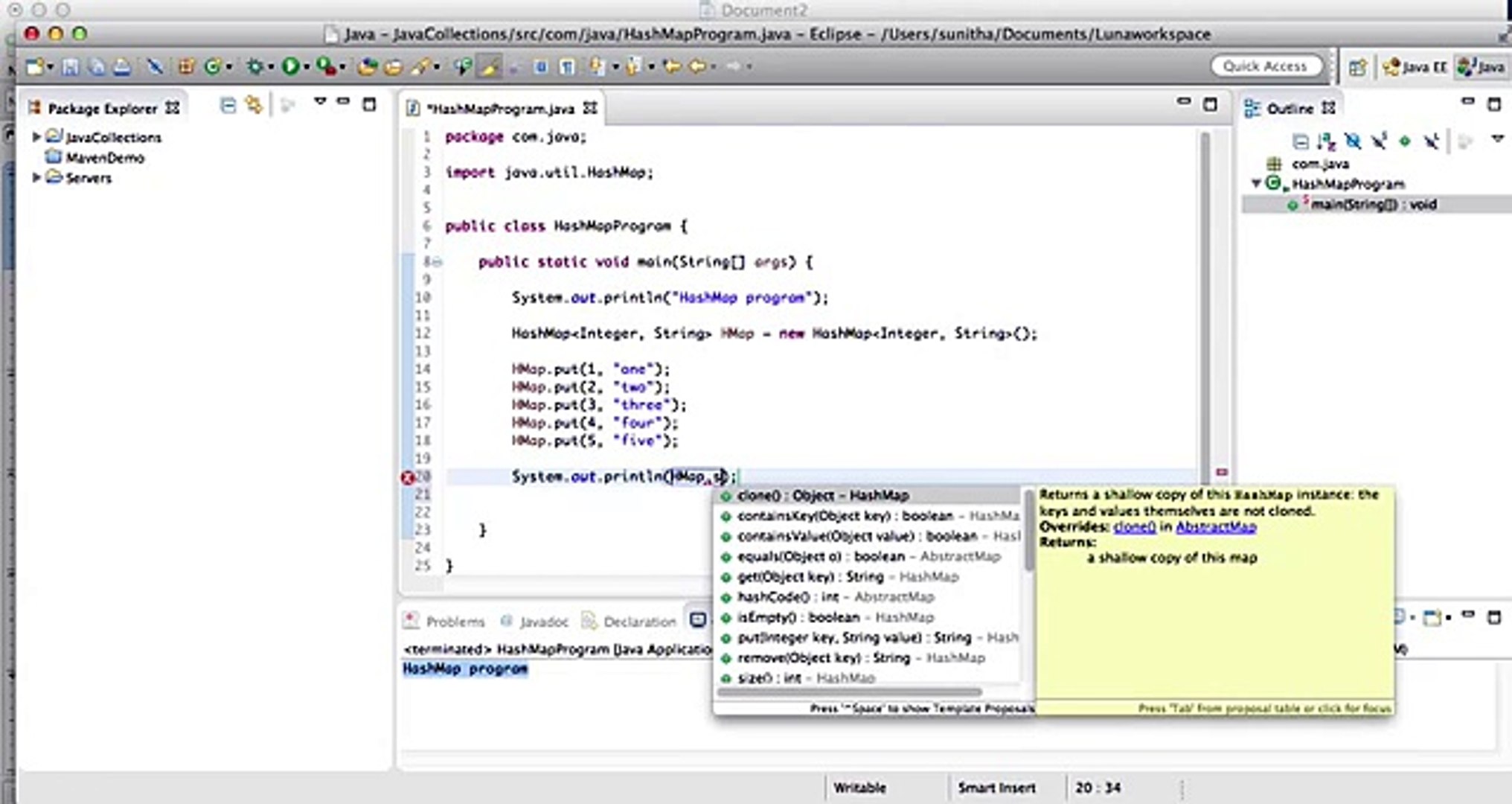 Hashmap in java with example program