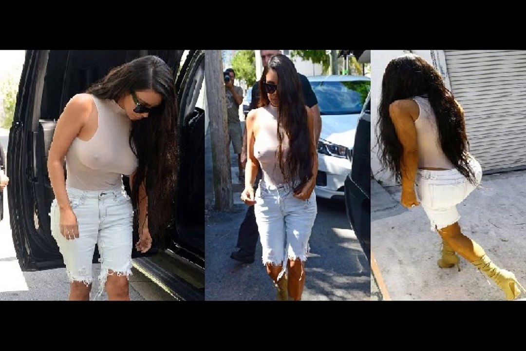 Kim Kardashian braless in yet another sheer top
