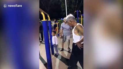 Elderly Chinese man headbutts metal pole 'to aid blood circulation'