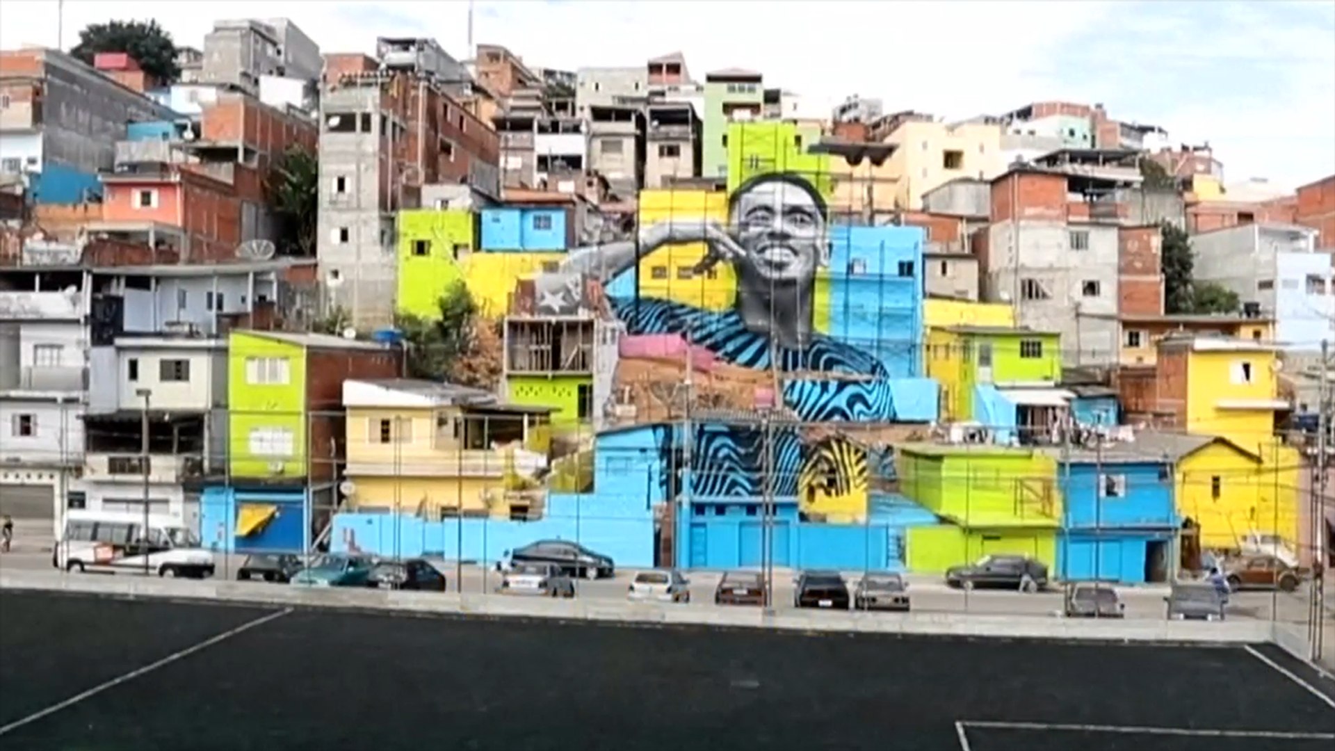 Brazil S Gabriel Jesus Gets Massive Mural In Sao Paulo Favela Video Dailymotion