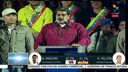 Recalca Nicolás Maduro su triunfo electoral con casi el 68% de votos