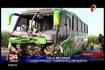 Trujillo: 3 muertos deja choque entre omnibus y camioneta