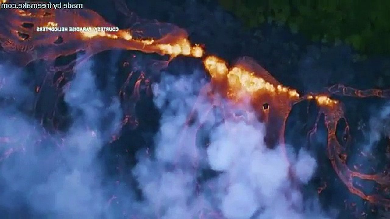Rivers of fast-moving lava flow from Hawaii's volcano