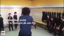 Comme son fils, Marcelo réalise le header-bin challenge... mais chez les jeunes du Real