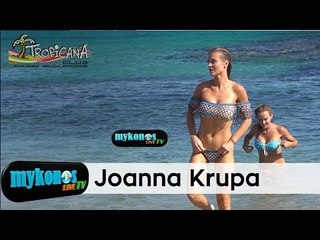 Joanna Krupa in bikini on the beach in Mykonos