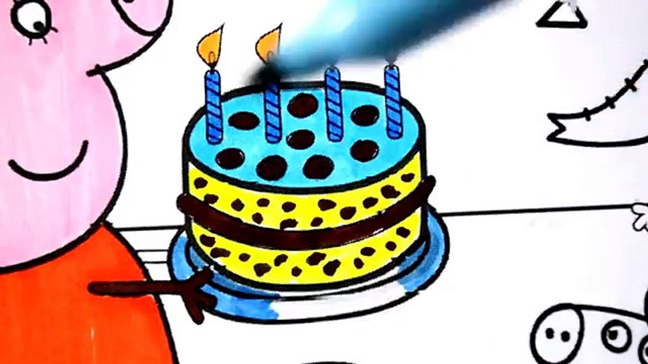 Peppa Pig Birthday Party Coloring Book Pages Kids Cartoons Fun Art for kids Activities