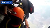 Horrifying moment parachuters fall to death after colliding midair