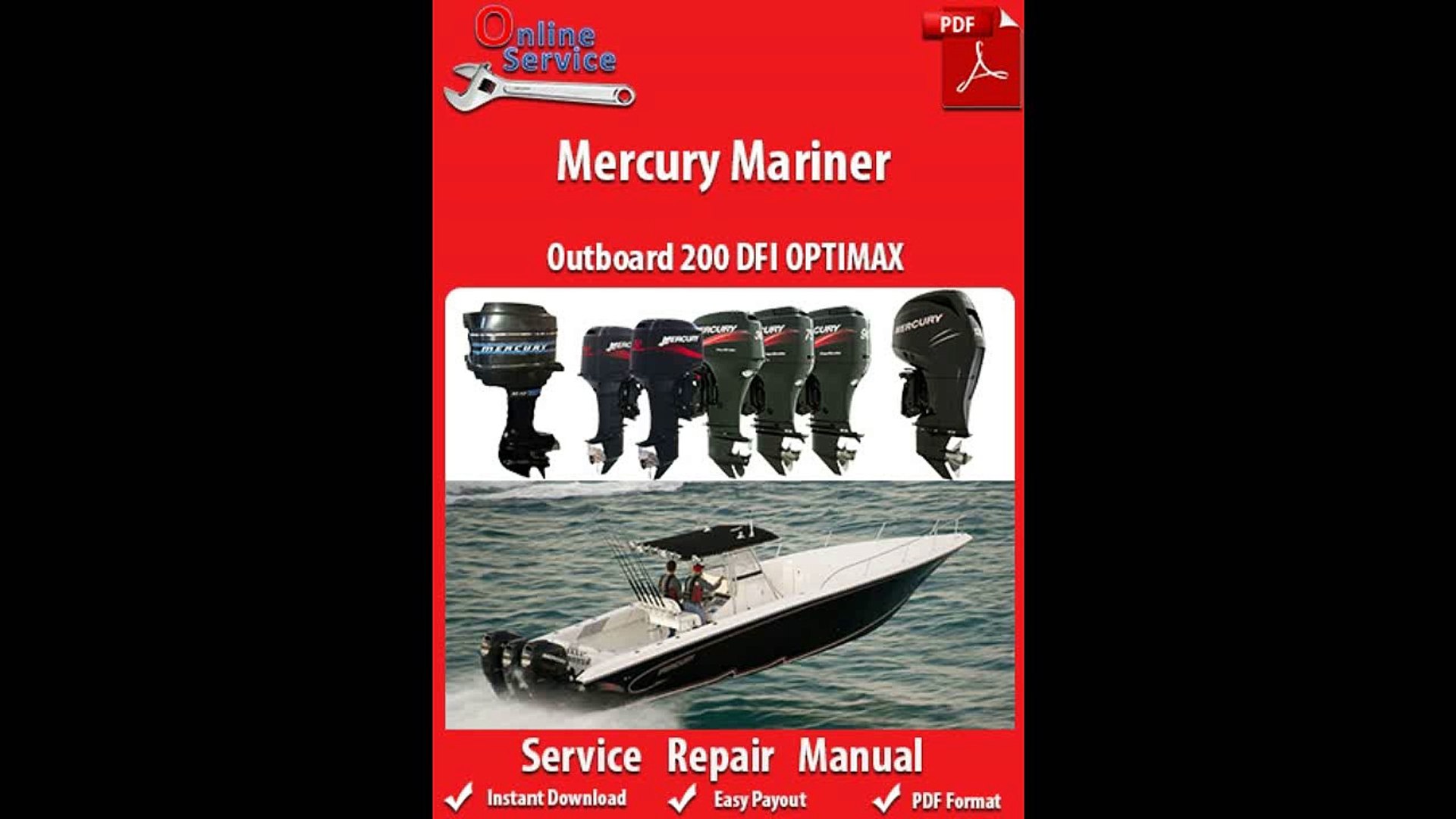 Mercury Mariner Outboards Service Manual 200 225 Optimax DFI 90-855348 Boat 