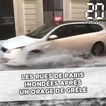 Les rues de Paris inondées après un orage de grêle