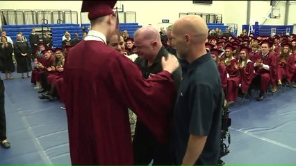 Officer Shot in the Line of Duty Surprises Stepson at High School Graduation