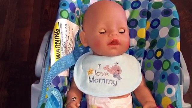 Zapfs Creations Baby Born Doll Feeding with Baby Alive Green Veggies in Joovy Toy Car Seat