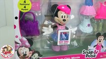 Disney Junior Paris Chic Minnie Snap n Pose | Minnie Mouse Magic Clip Fashion Doll Bowtique Toys