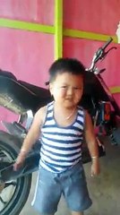 Funny kid doing stupid things