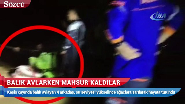 Balık avlarken mahsur kaldılar