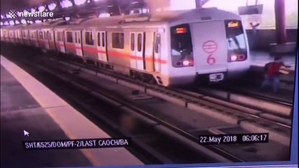 Incredible moment metro train halts to save man’s life