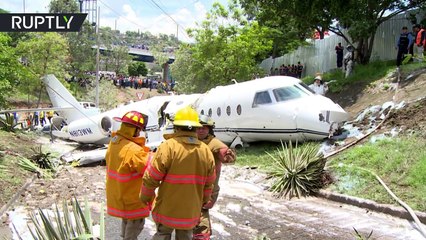 US jet splits in half after crash in Honduras