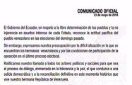 Ecuador se pronuncio un comunicado tras la reelección del Presidente Nicolas Maduro