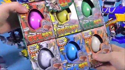 Dinosaur eggs toys with Pororo and Kinder Joy Surprise eggs