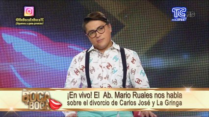 Part 2 - El Ab. Mario Ruales nos hablara sobre el divorcio de Carlos José y “La Gringa”