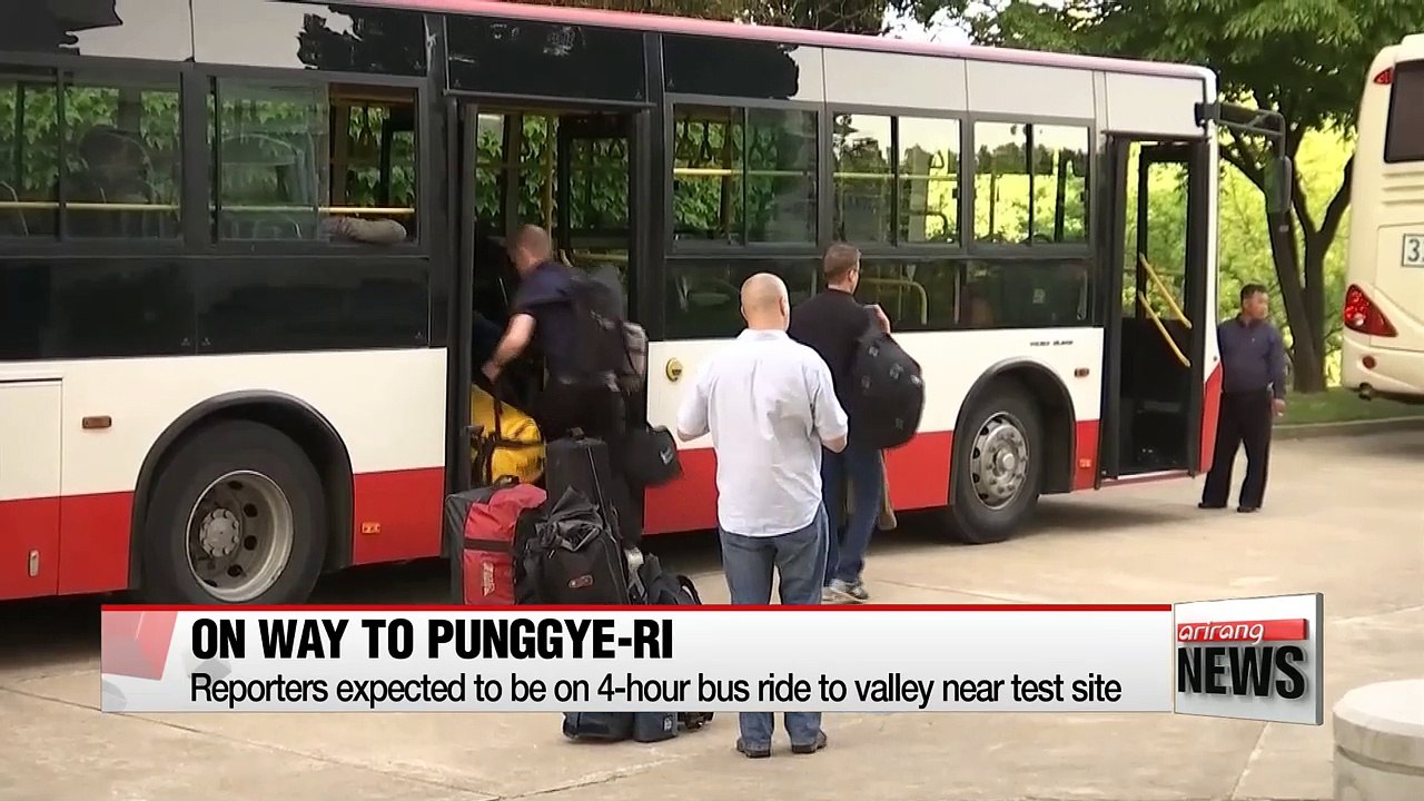 International reporters on their way to Punggye-ri nuclear test site, where dismantling is expected to be held later in the afternoon