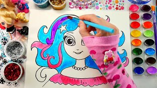 Learn How to Draw N Color for Kids Princess Hair Coloring Page for Girls Paint with Watercolor