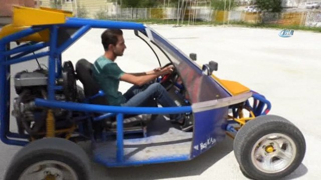 Lise öğrencisi hurdadan topladığı malzemelerle arazi aracı yaptı