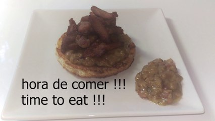 cordero con salsa flambeada,  lamb with flambé sauce